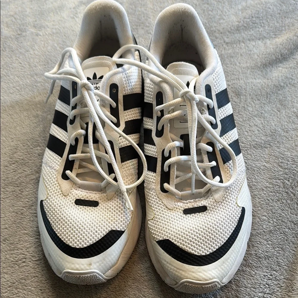 Adidas ZX 1K Boost White Black Running Shoe Sz 10